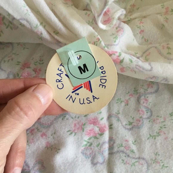 Vintage Stardust Long Sleeve Floral Cotton Nightgown Lace Satin Embroidered Trim - Picture 9 of 10